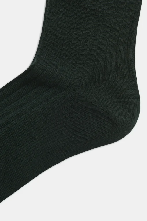 Mid-length Ribbed Wool Stretch Socks
