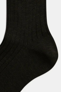 Mid-length Ribbed Wool Stretch Socks