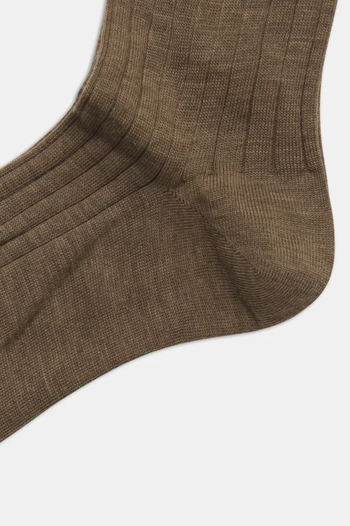 Mid-length Ribbed Wool Stretch Socks