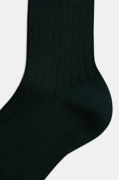 Mid-length Ribbed Wool Stretch Socks