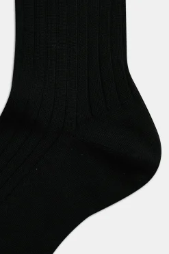 Mid-length Ribbed Wool Stretch Socks