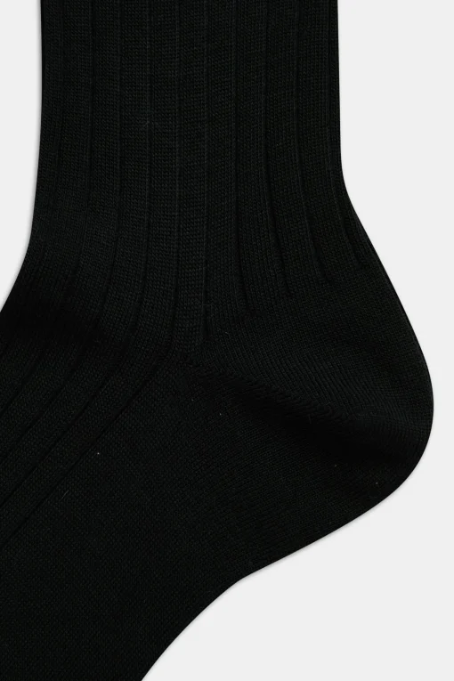 Mid-length Ribbed Wool Stretch Socks