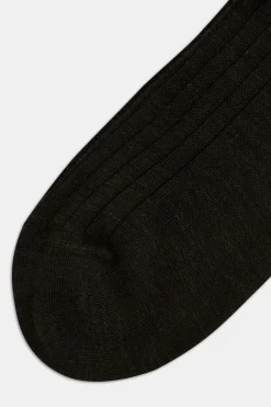 Mid-length Ribbed Wool Stretch Socks