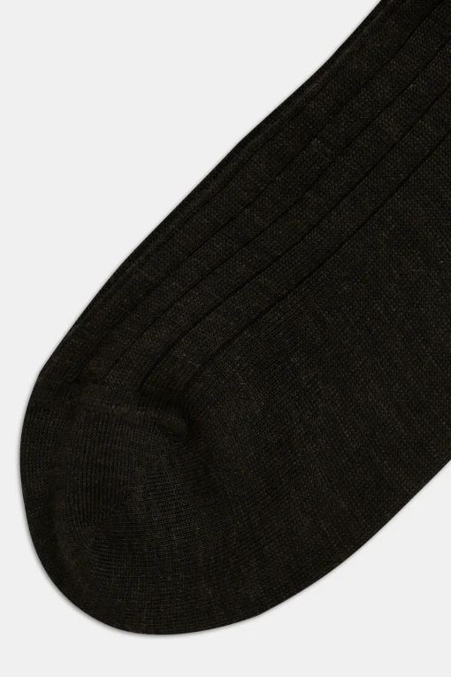 Mid-length Ribbed Wool Stretch Socks