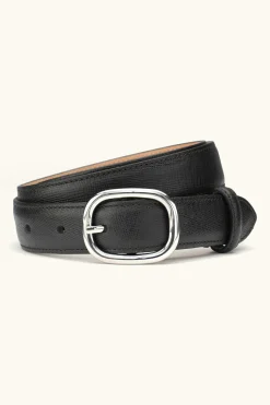 Oval Buckle Saffiano Belt