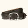 Oval Buckle Saffiano Belt
