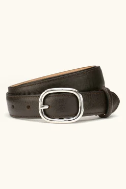 Oval Buckle Saffiano Belt