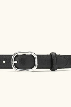 Oval Buckle Saffiano Belt