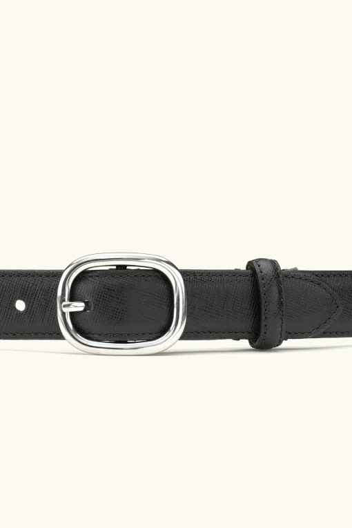 Oval Buckle Saffiano Belt