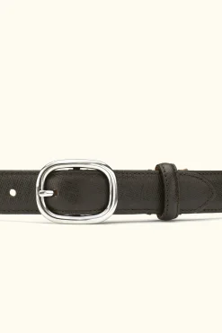 Oval Buckle Saffiano Belt
