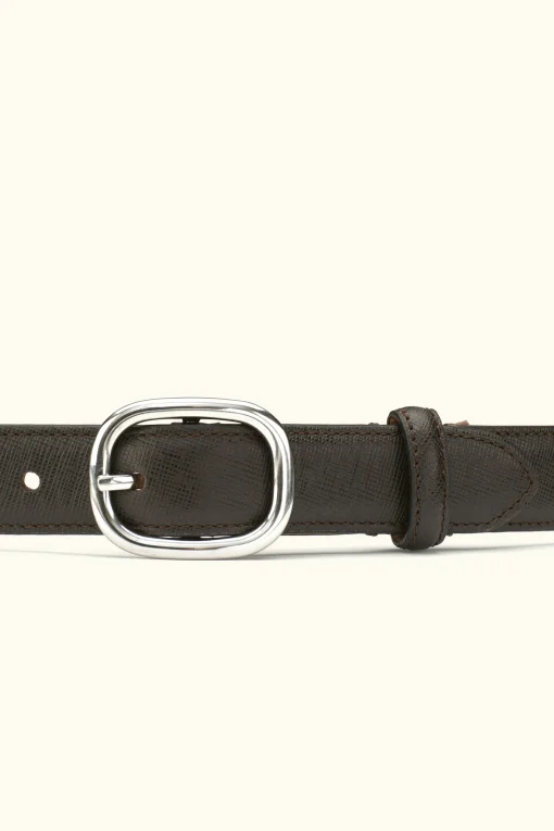 Oval Buckle Saffiano Belt