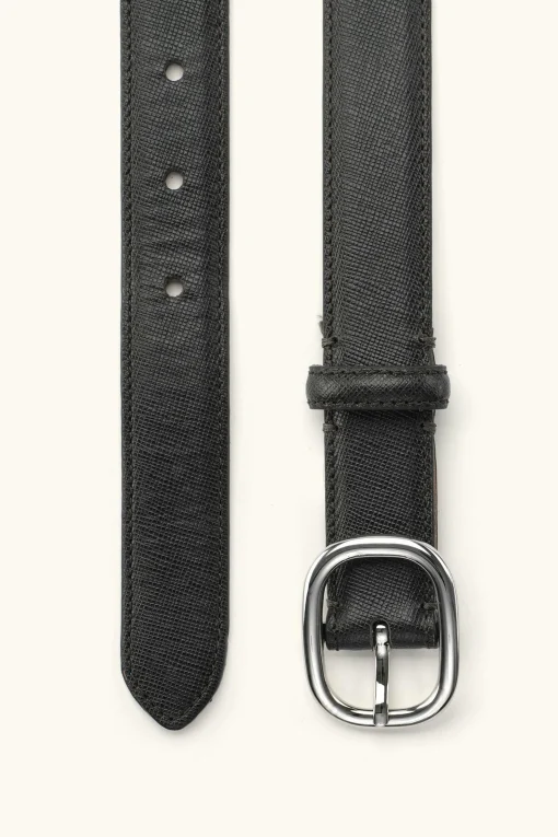 Oval Buckle Saffiano Belt