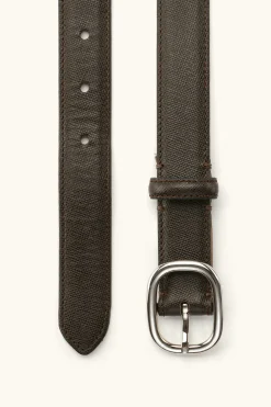 Oval Buckle Saffiano Belt
