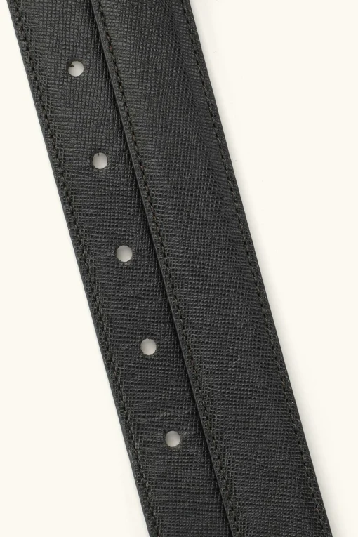 Oval Buckle Saffiano Belt