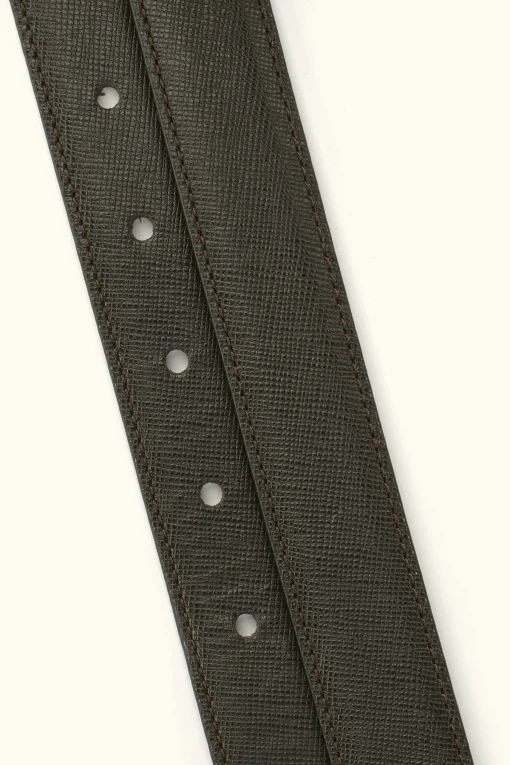 Oval Buckle Saffiano Belt