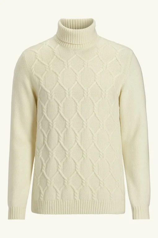 Regular Fit Cable Knit Rollneck