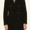 Regular Fit Double Breasted Brushed Wool Coat
