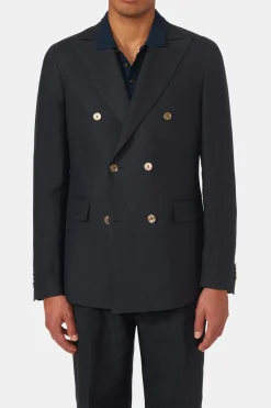Regular Fit Double Breasted Microstructure Blazer