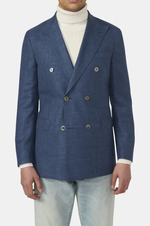 Regular Fit Double Breasted Microstructure Blazer