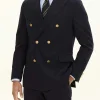 Regular Fit Double Breasted Microstructure Blazer