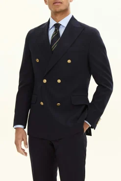Regular Fit Double Breasted Microstructure Blazer