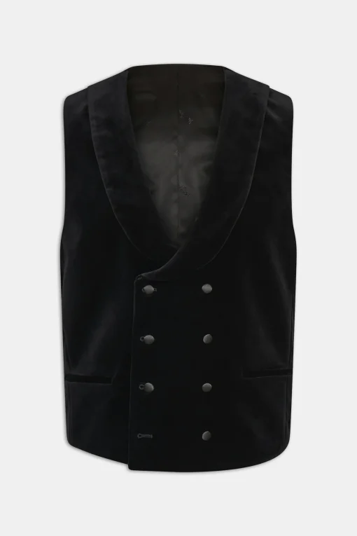 Regular Fit Double Breasted Velvet Waistcoat