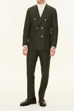 Regular Fit Double Breasted Flannel Suit