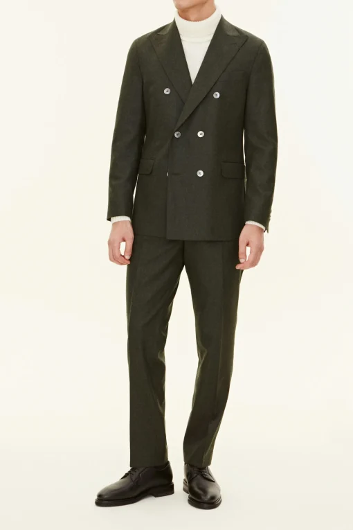 Regular Fit Double Breasted Flannel Suit