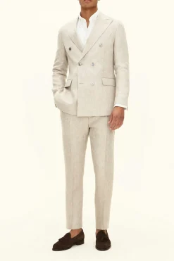 Regular Fit Double Breasted Linen Suit