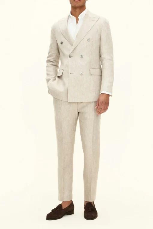 Regular Fit Double Breasted Linen Suit