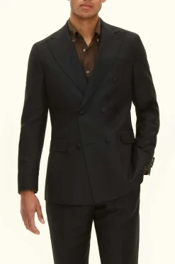 Regular Fit Double Breasted Microstructure Blazer
