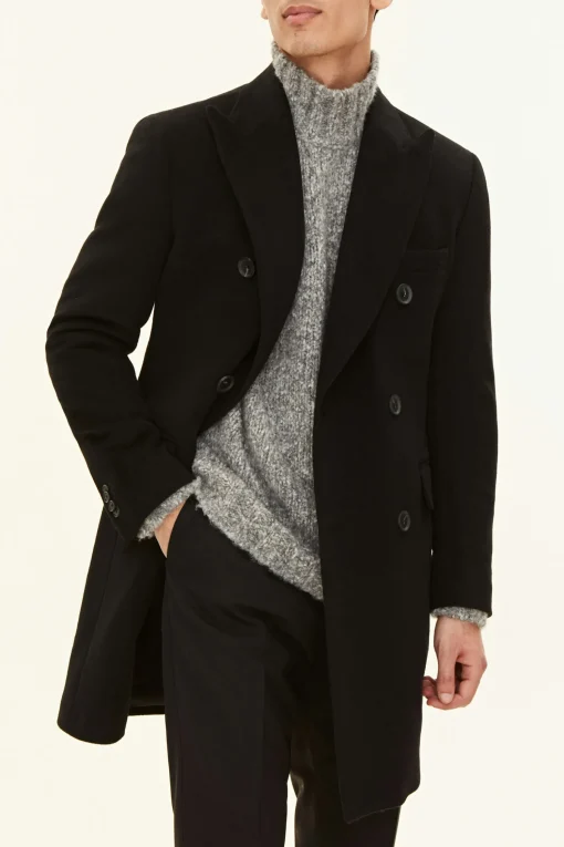 Regular Fit Double Breasted Brushed Wool Coat