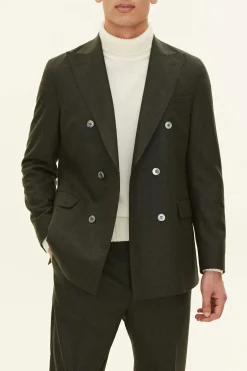 Regular Fit Double Breasted Flannel Blazer