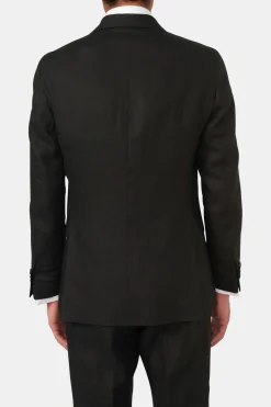 Regular Fit Double Breasted Linen Tuxedo Blazer