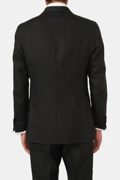 Regular Fit Double Breasted Linen Tuxedo Blazer