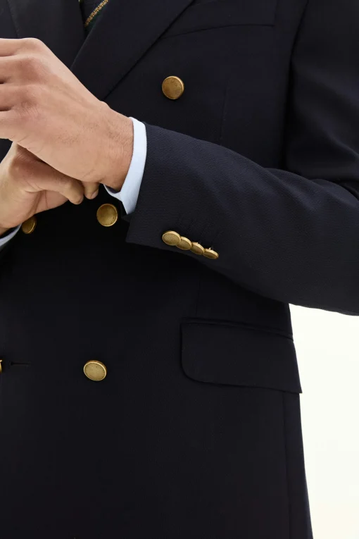 Regular Fit Double Breasted Microstructure Blazer