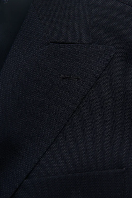 Regular Fit Double Breasted Microstructure Blazer