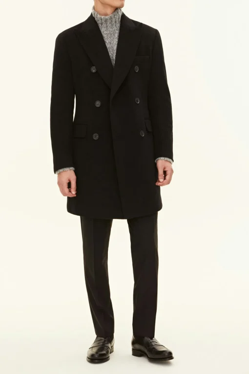 Regular Fit Double Breasted Brushed Wool Coat
