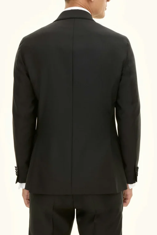 Regular Fit Double Breasted Microstructure Tuxedo Blazer