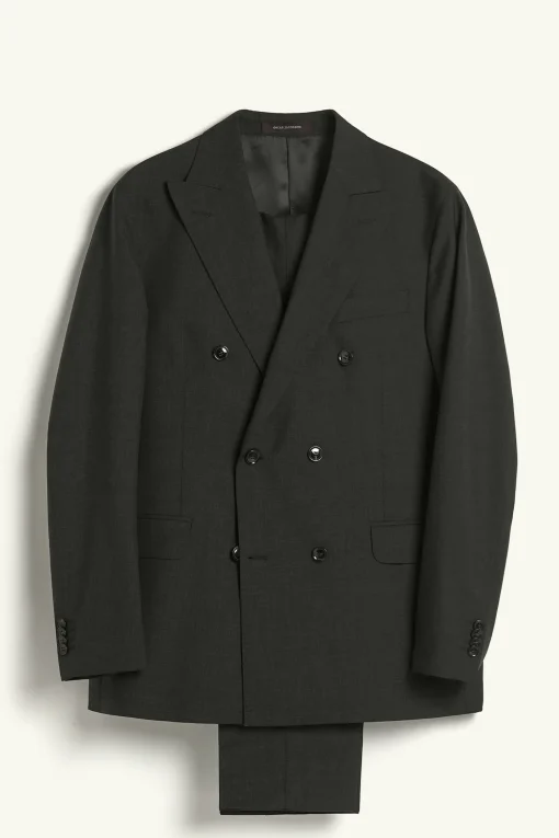 Regular Fit Double Breasted Microstructure Suit