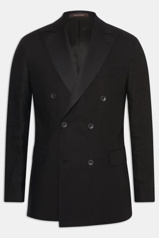 Regular Fit Double Breasted Linen Tuxedo Blazer