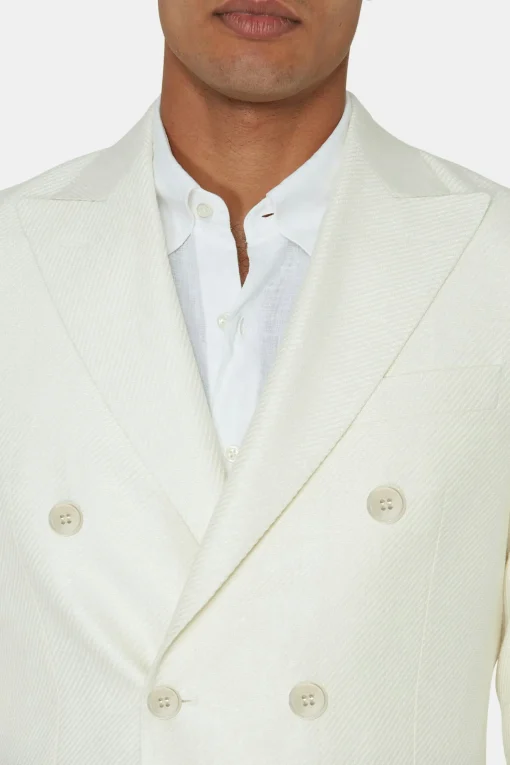 Regular Fit Double Breasted Microstructure Blazer