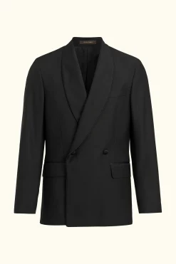 Regular Fit Double Breasted Microstructure Tuxedo Blazer