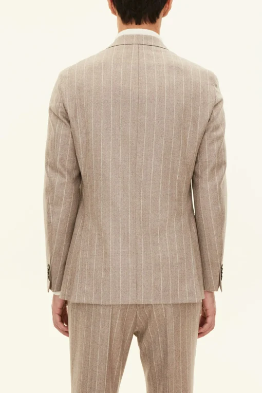 Regular Fit Double Breasted Herringbone Pinstripe Blazer