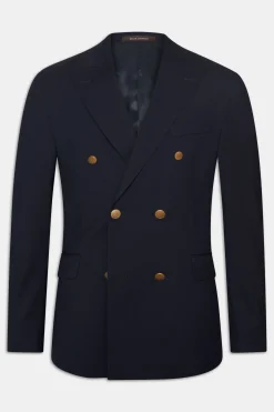 Regular Fit Double Breasted Microstructure Blazer
