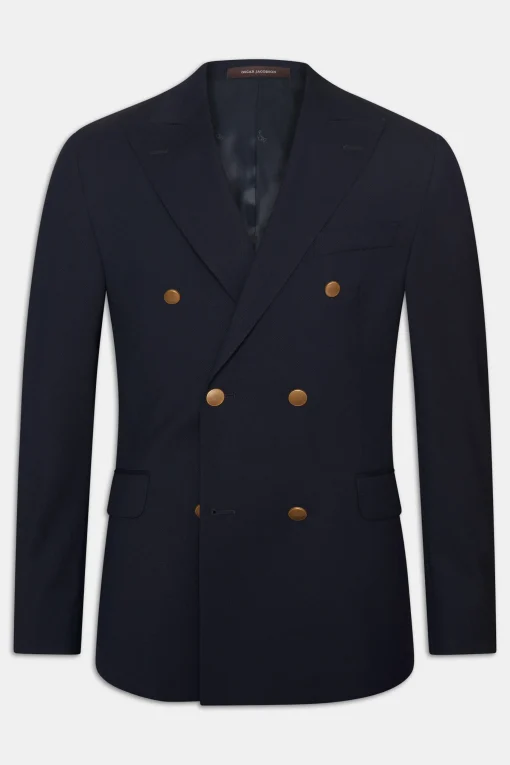 Regular Fit Double Breasted Microstructure Blazer