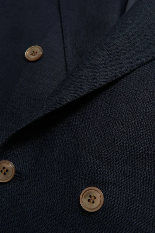 Regular Fit Double Breasted Microstructure Blazer