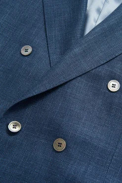 Regular Fit Double Breasted Microstructure Blazer