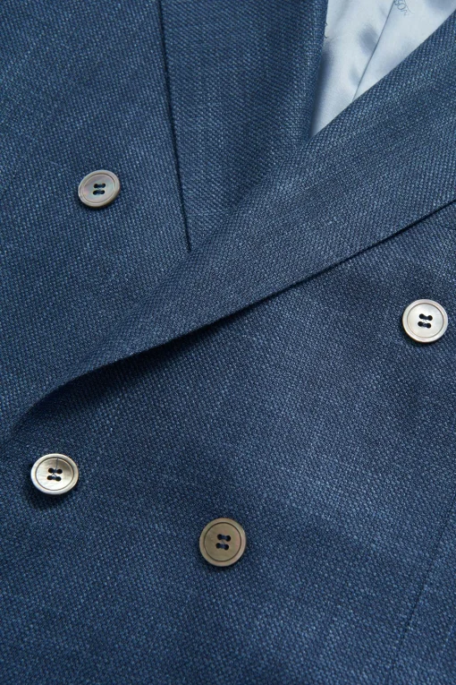 Regular Fit Double Breasted Microstructure Blazer