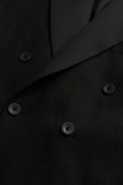 Regular Fit Double Breasted Linen Tuxedo Blazer
